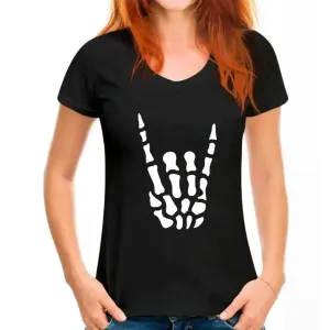 Women's Skeletal Metal Horns Tee