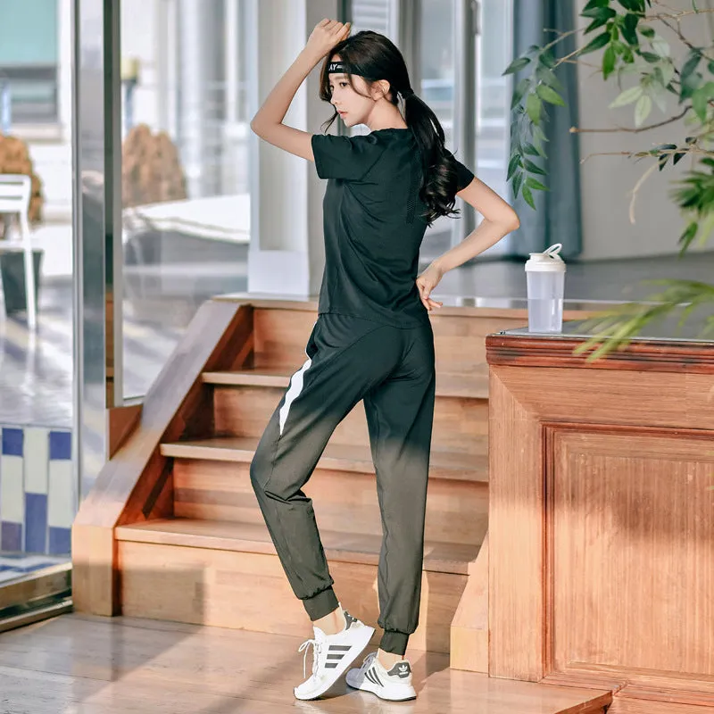 Women's strech workout Short Sleeve Suit