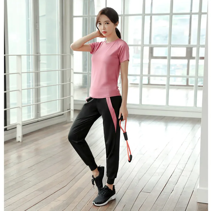Women's strech workout Short Sleeve Suit