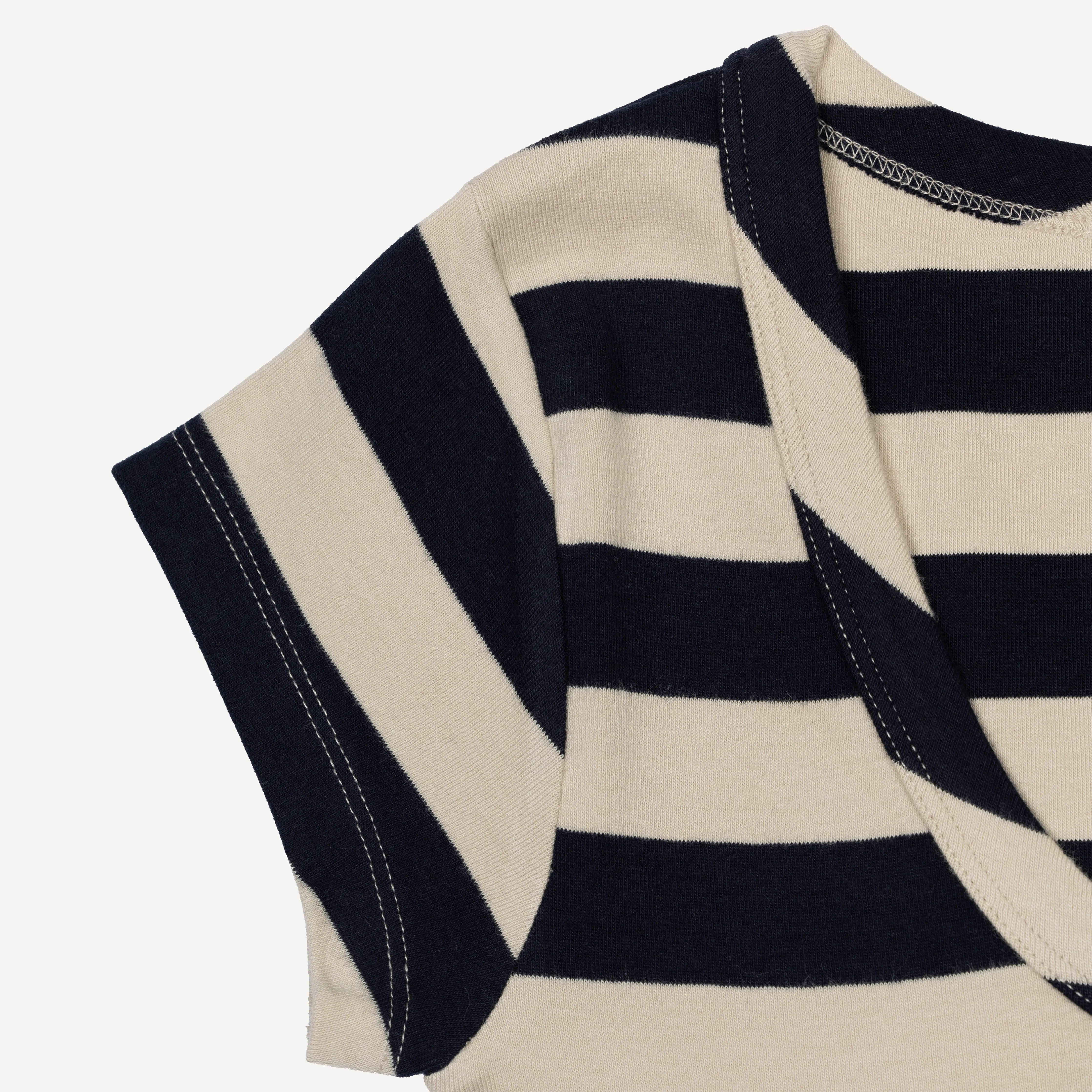 Womens Stripe Scoop Neck Cap Sleeve Tee - Night Sky / Fog
