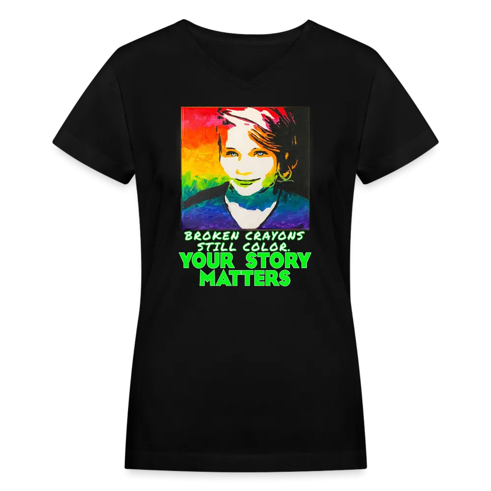 Women's V-Neck T-Shirt - Sage Portrait by Tin Crow Art/Classic SCF Logo