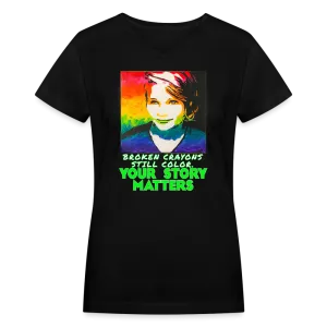 Women's V-Neck T-Shirt - Sage Portrait by Tin Crow Art/Classic SCF Logo