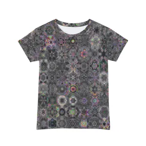 Woof woof Doggo Cymatics Women's Short Sleeve Cymagic Kaleidoscape Tee Shirt (AOP)