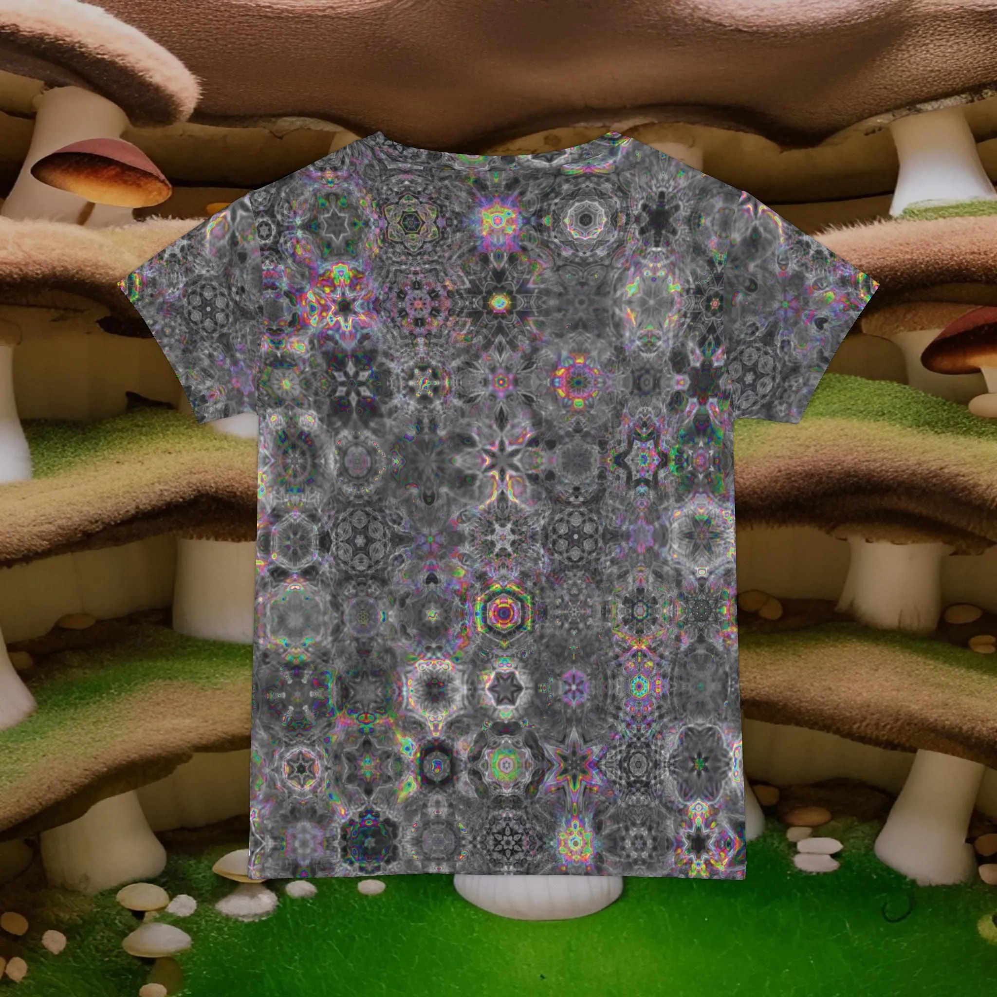 Woof woof Doggo Cymatics Women's Short Sleeve Cymagic Kaleidoscape Tee Shirt (AOP)