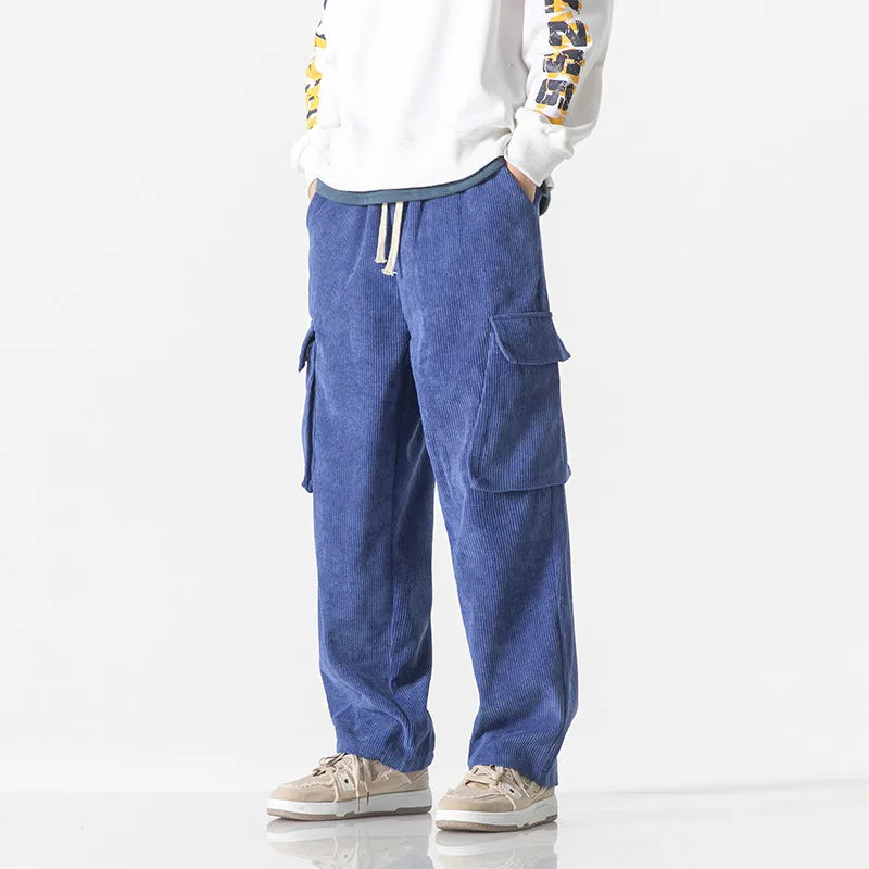 Workwear Trousers Loose Straight Leg Corduroy Pants For Men