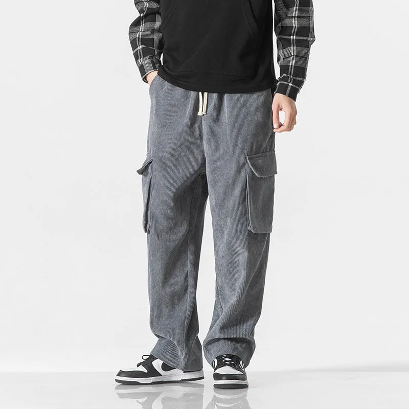 Workwear Trousers Loose Straight Leg Corduroy Pants For Men