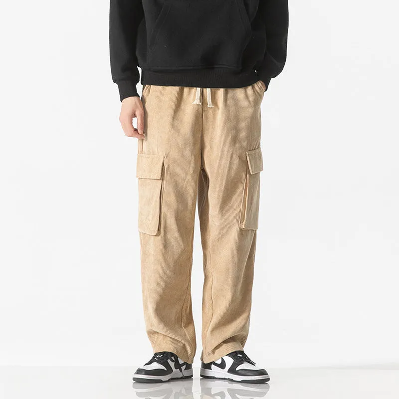 Workwear Trousers Loose Straight Leg Corduroy Pants For Men
