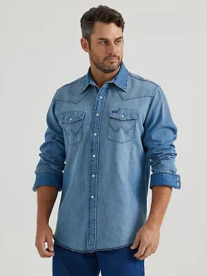 Wrangler Men's Long Sleeve Shirt - Vintage Inspired Western Snap Shirt