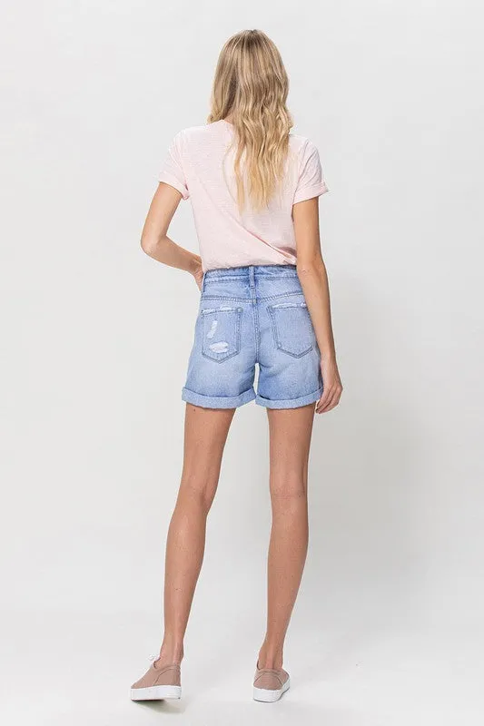 XS-S-M-L - DISTRESSED BOYFRIEND SHORTS W CUFFS