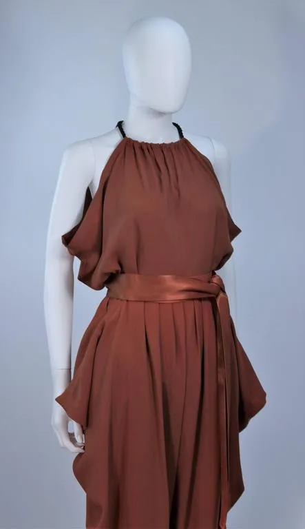 YVES SAINT LAURENT Copper Draped Pant Suit Size 2-4
