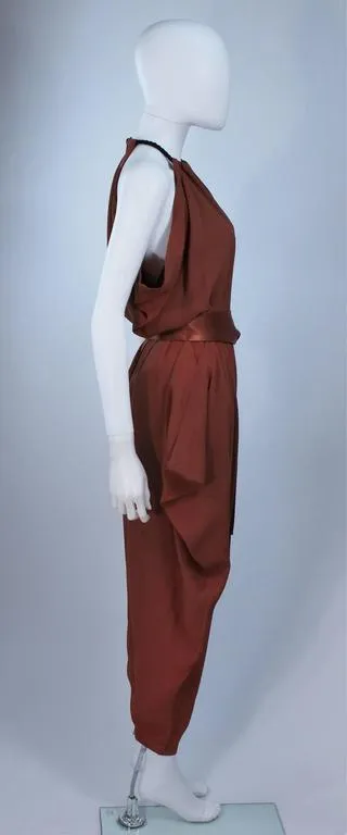 YVES SAINT LAURENT Copper Draped Pant Suit Size 2-4